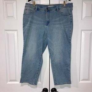 Woman Within Jean Capri Light Wash 18W Pants Distressed